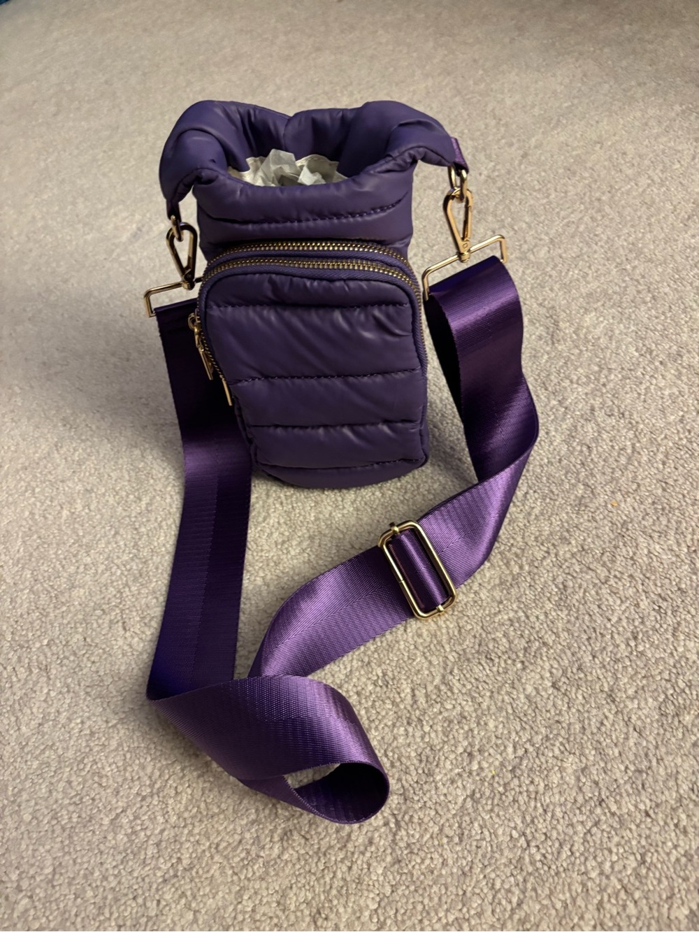 NWOT WanderFull Purple Quilted Crossbody Puffer HydroBag